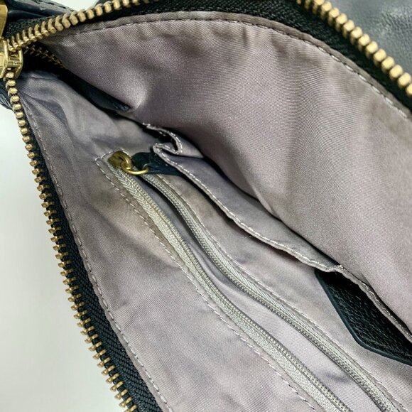 FOSSIL Black Pebble Leather Bag CROSSBODY MESSENGER SADDLE Two ZIP Front - Picture 16 of 16